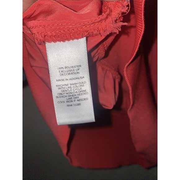 Vintage Express Red Blouse Shirt SS Loose Y2K Romantic Holiday Elastic Tummy SP - Picture 6 of 7